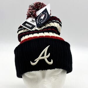 Atlanta Braves Beanie Pom Knit Hat OSFA Mens MLB Baseball Sportswear Winter NWT